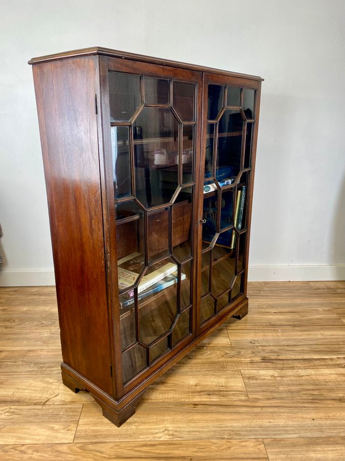 Antique Edwardian Mahogany Astragal Glazed Dwarf Bookcase