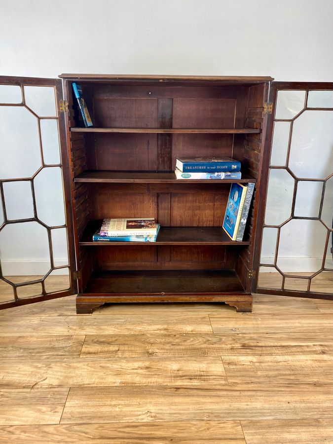 Antique Edwardian Mahogany Astragal Glazed Dwarf Bookcase