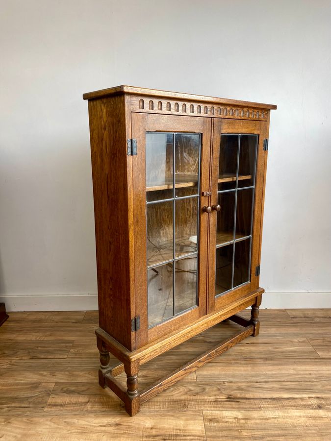 Oak Glazed Bookcase Arts & Crafts Styled Circa 1920