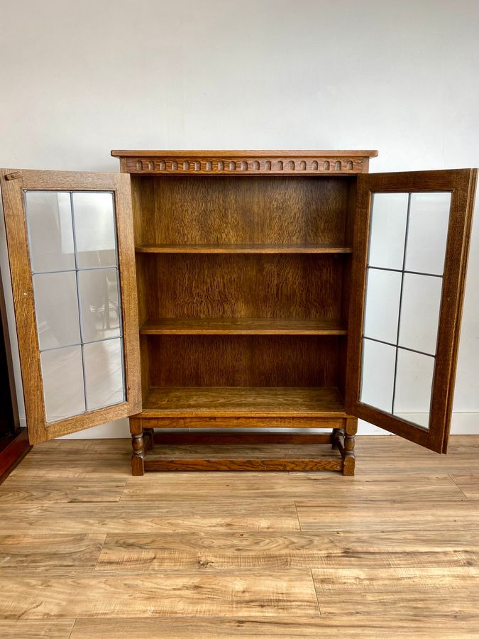 Antique Oak Glazed Bookcase Arts & Crafts Styled Circa 1920