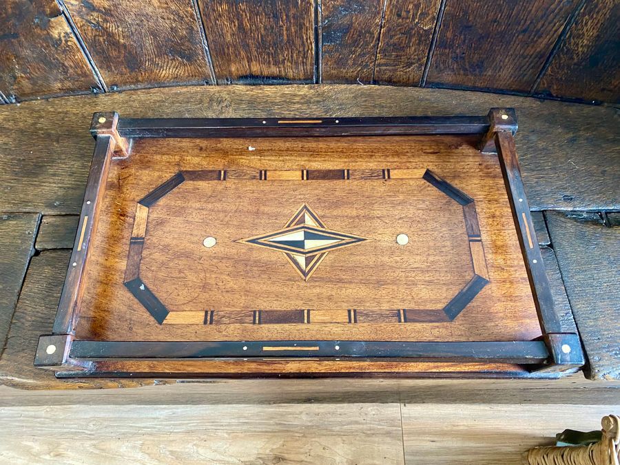 Antique Vintage Art Deco tray in marquetry and bone, France 1930