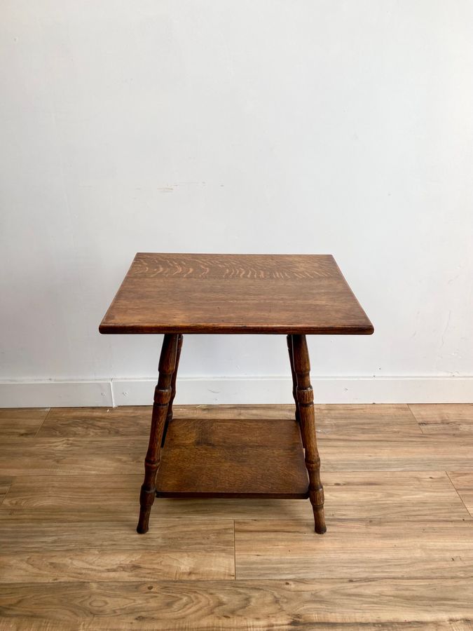 Arts And Crafts Oak Side Table , Faux Bamboo Legs