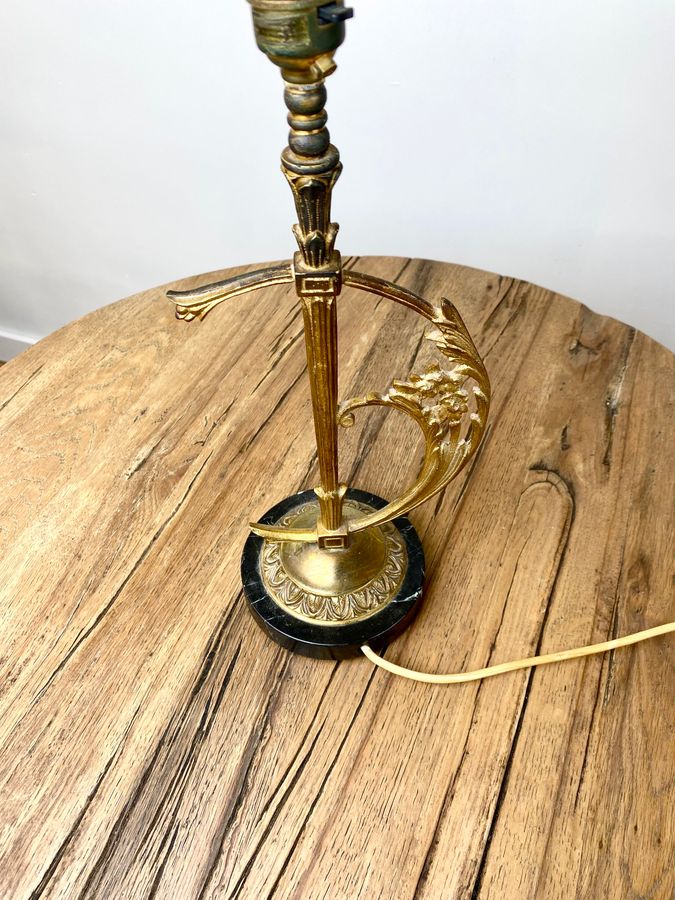 Antique Art Nouveau Circa 1910 Table Lamp With Marble Base