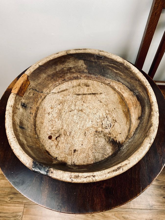 Antique Large 19th Century Antique Carved Fruitwood Bowl.