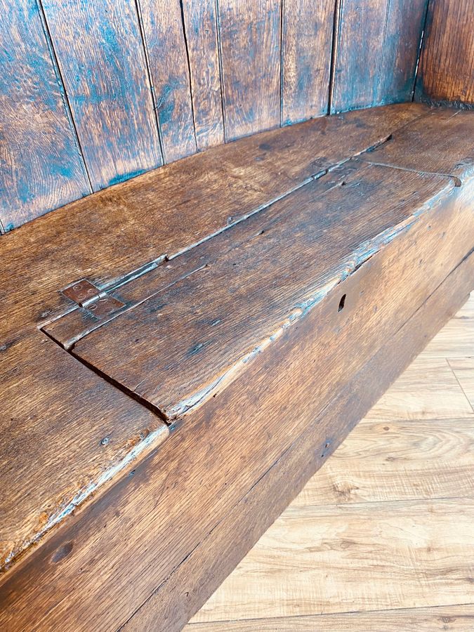 Antique 18th century oak barrel back settle bench