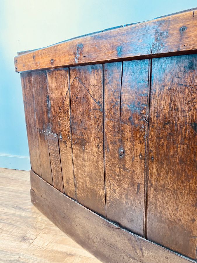 Antique 18th century oak barrel back settle bench