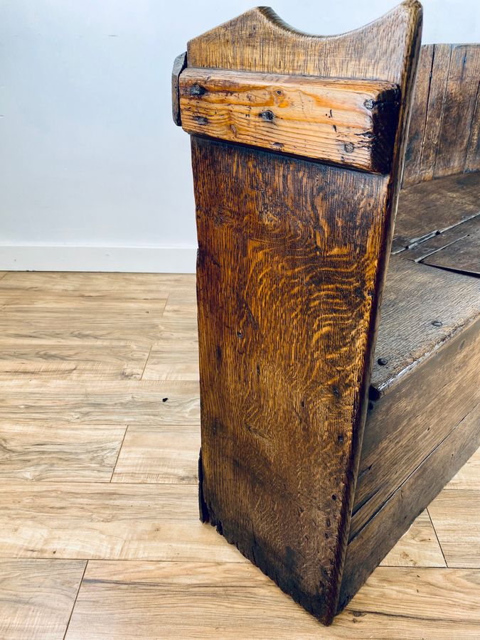 Antique 18th century oak barrel back settle bench