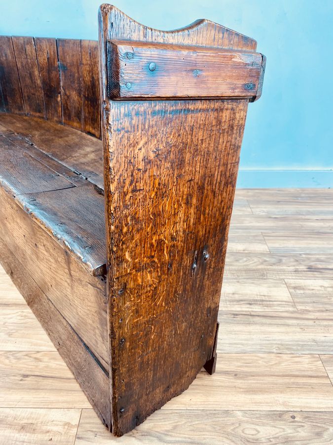 Antique 18th century oak barrel back settle bench