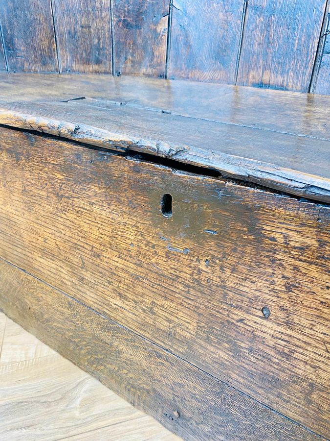 Antique 18th century oak barrel back settle bench