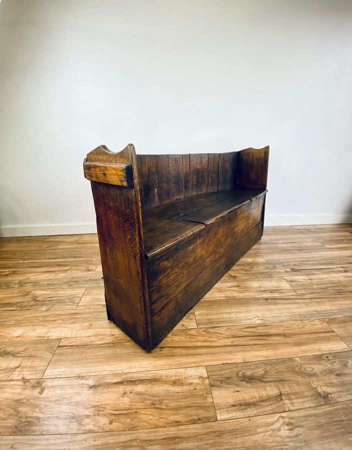 Antique 18th century oak barrel back settle bench