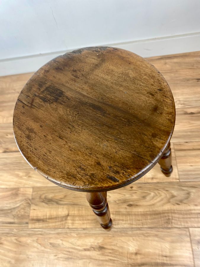 Antique 19th Century Turned Oak Stool