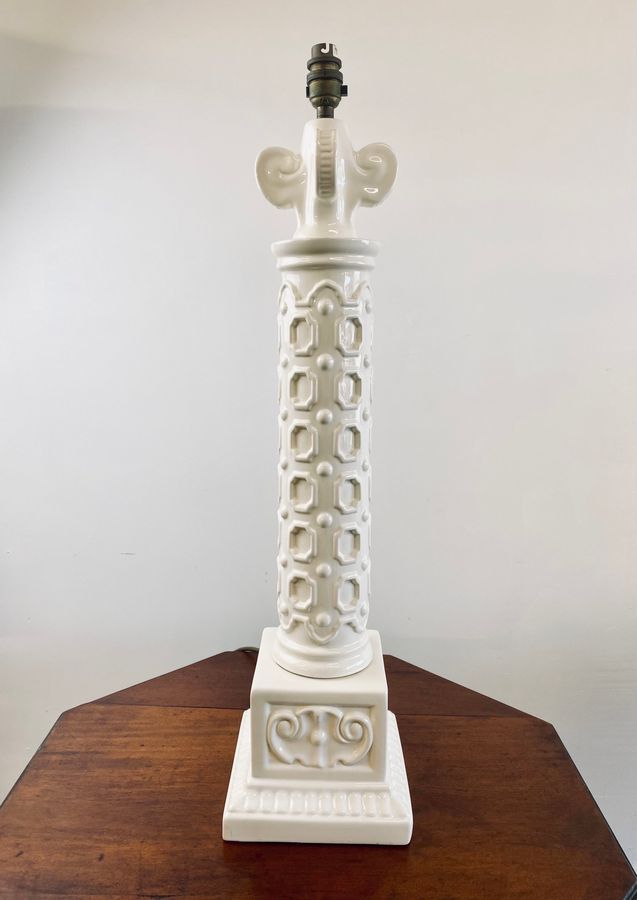 Antique A Huge Italian White Ceramic Table Lamp Circa 1960