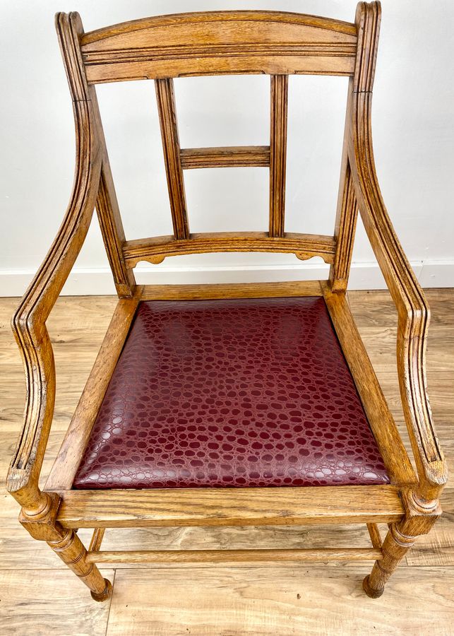 Antique An Aesthetic Movement Oak Armchair Circa 1890