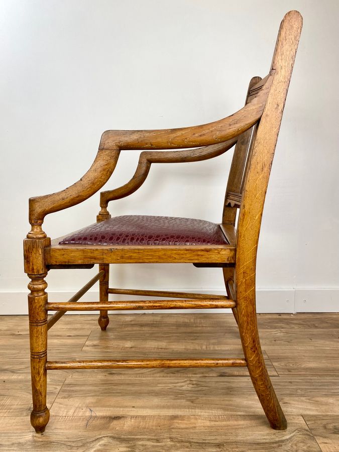 Antique An Aesthetic Movement Oak Armchair Circa 1890