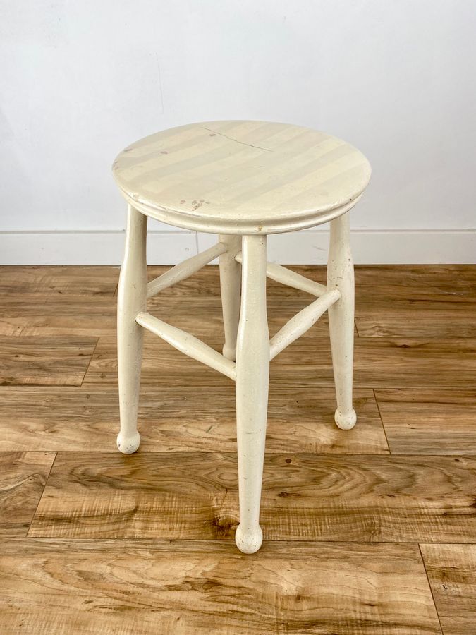 Antique Antique white painted wood stool