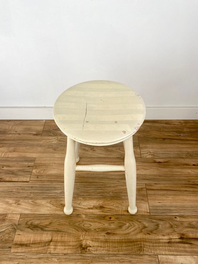 Antique Antique white painted wood stool