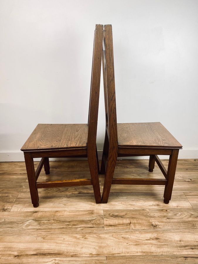 Antique Pair Of Gothic Revival Oak Hall Chairs