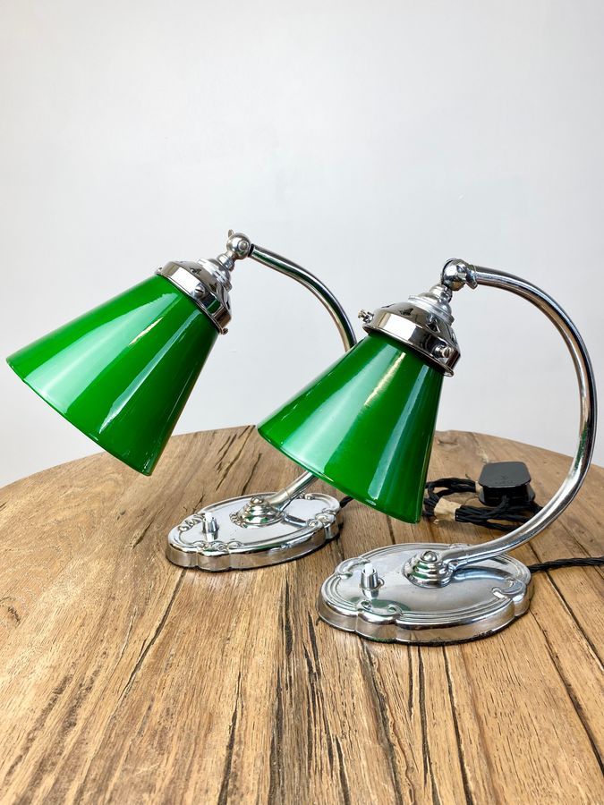 Antique Vintage green desk lamps Art Deco period