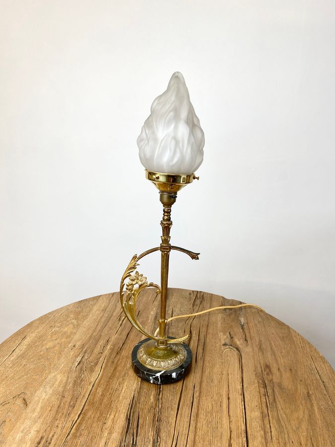 Art Nouveau Circa 1910 Table Lamp With Marble Base