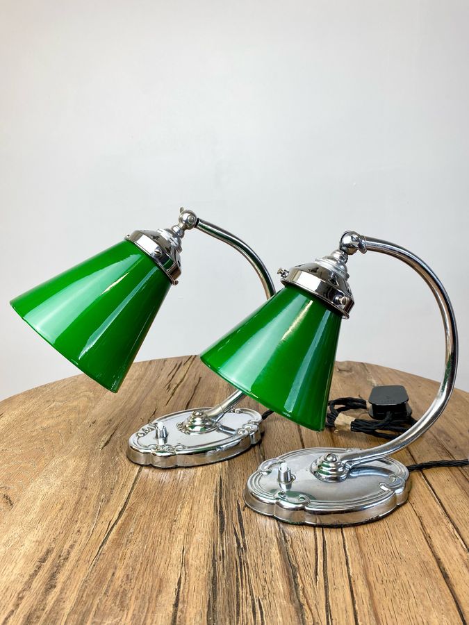 Vintage green desk lamps Art Deco period