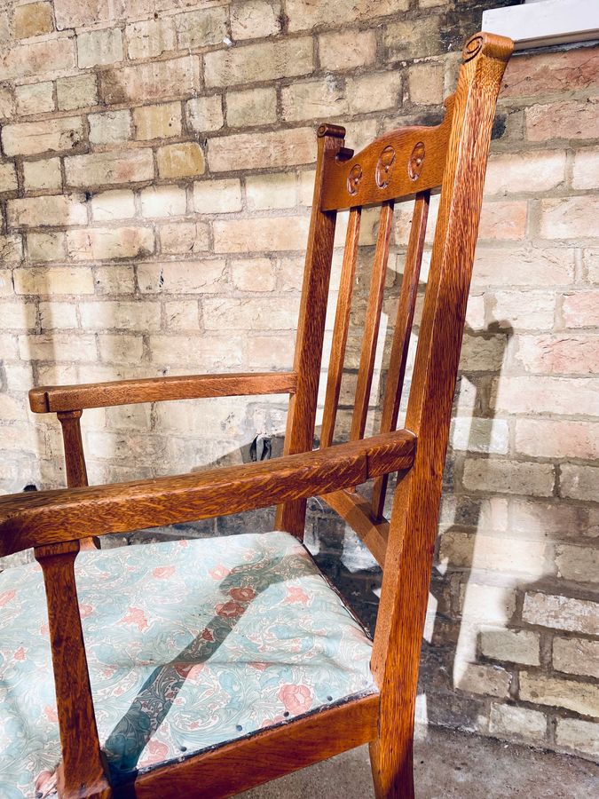 Antique Arts and Crafts Oak Carver Chair