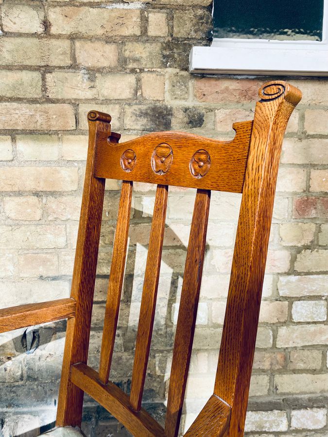 Antique Arts and Crafts Oak Carver Chair