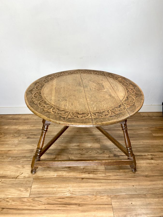 Carved Oak Cricket Table Late 19th Century