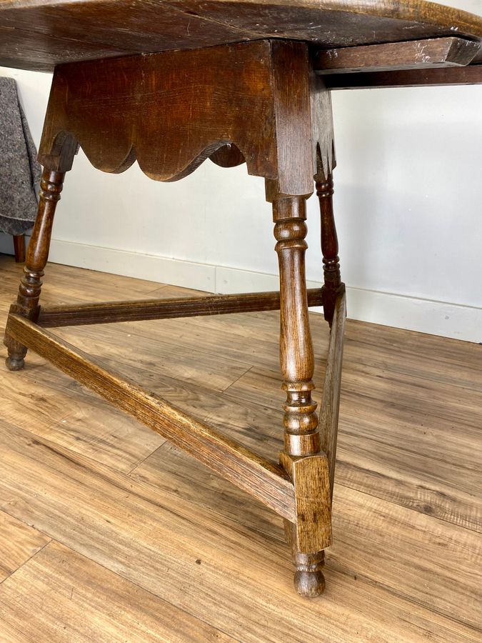 Antique Carved Oak Cricket Table Late 19th Century