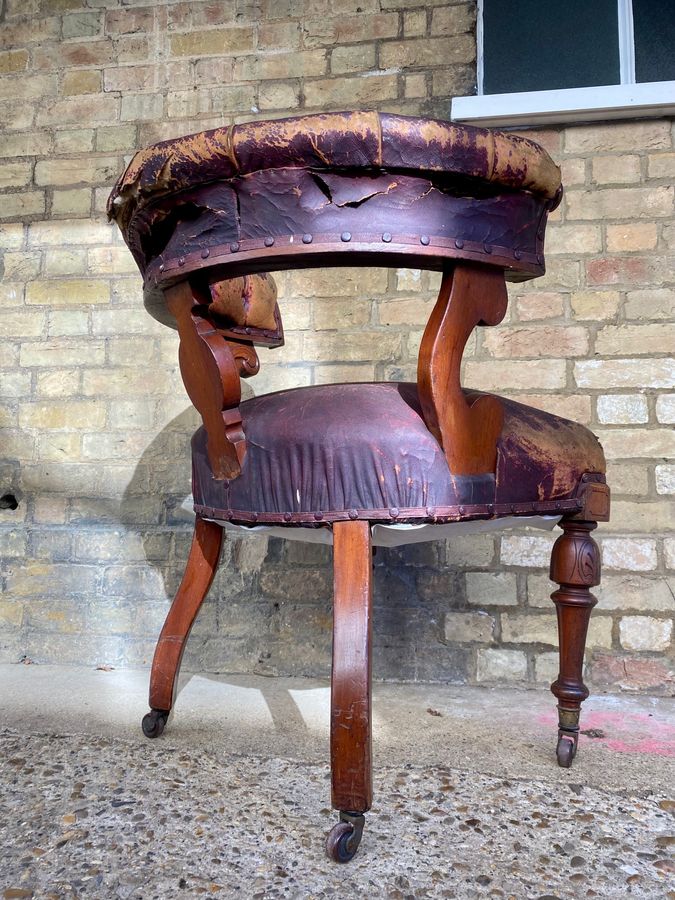 William IV Mahogany Library Chair C.1830 Unrestored Original Leather