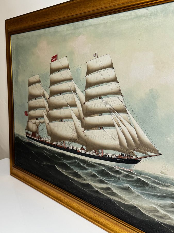 Antique Large Oil Painting Wiscombe Park Ship Enroute to Australia John Blumer & Co C1900