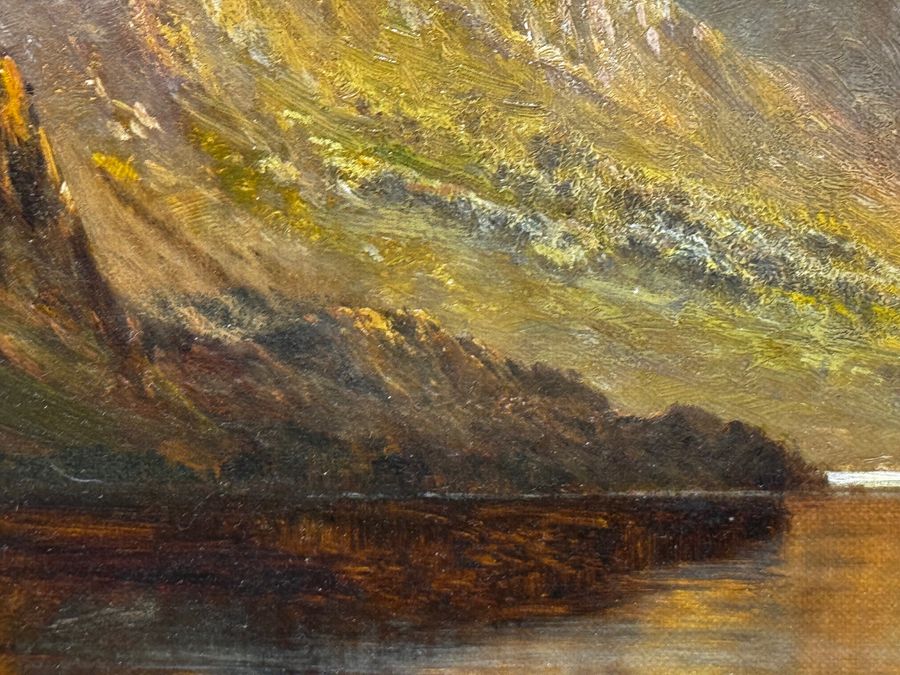 Antique Oil Painting Lake District Windermere Sunrise View From Bowness by Alfred de Breanski