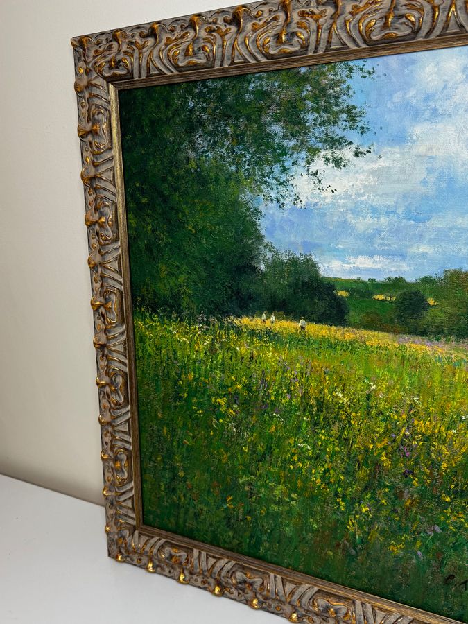 Antique Impressionist Painting Banks of the Wye Coppet Hill Herefordshire By Charles Neal C1989