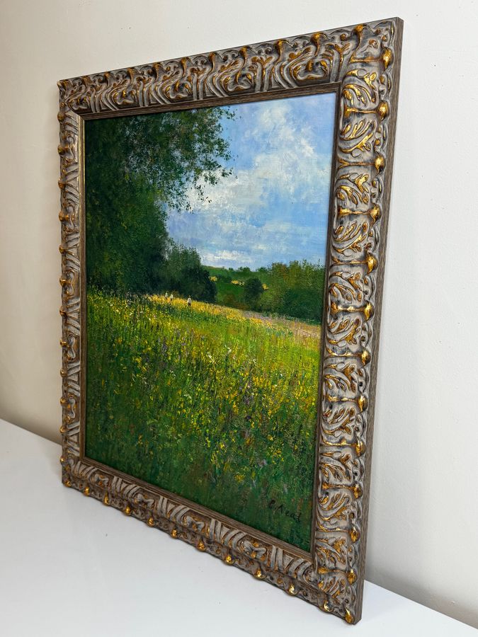 Antique Impressionist Painting Banks of the Wye Coppet Hill Herefordshire By Charles Neal C1989