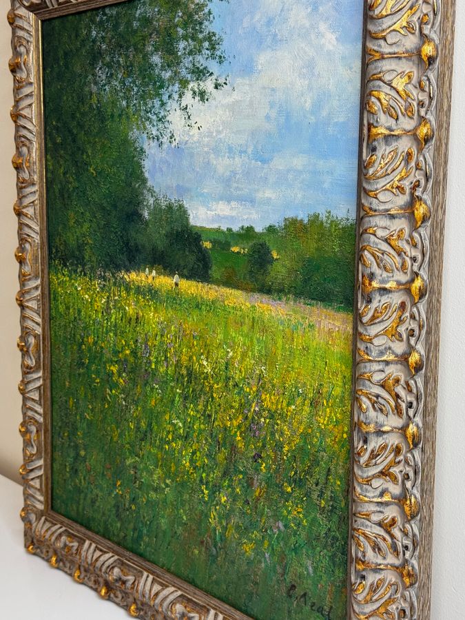 Antique Impressionist Painting Banks of the Wye Coppet Hill Herefordshire By Charles Neal C1989