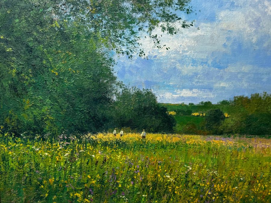 Antique Impressionist Painting Banks of the Wye Coppet Hill Herefordshire By Charles Neal C1989