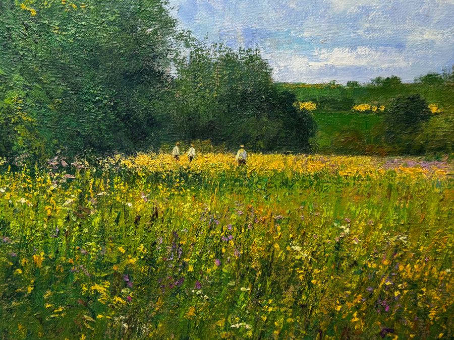 Antique Impressionist Painting Banks of the Wye Coppet Hill Herefordshire By Charles Neal C1989