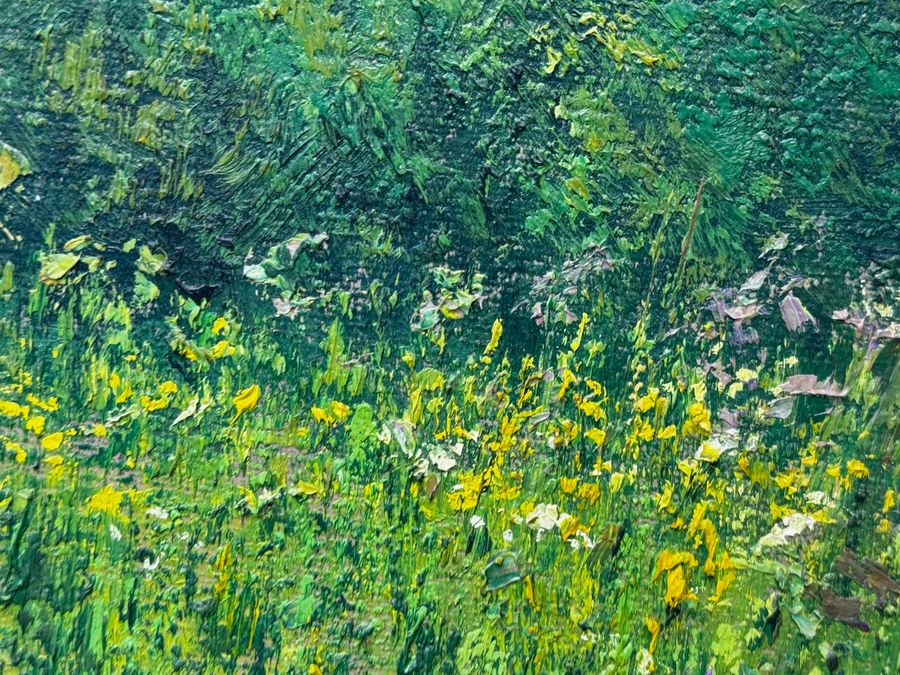 Antique Impressionist Painting Banks of the Wye Coppet Hill Herefordshire By Charles Neal C1989