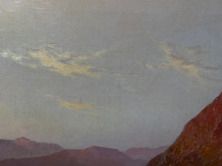 Antique Oil Painting Landscape Lake Windermere Sunset by Alfred de Breanski 