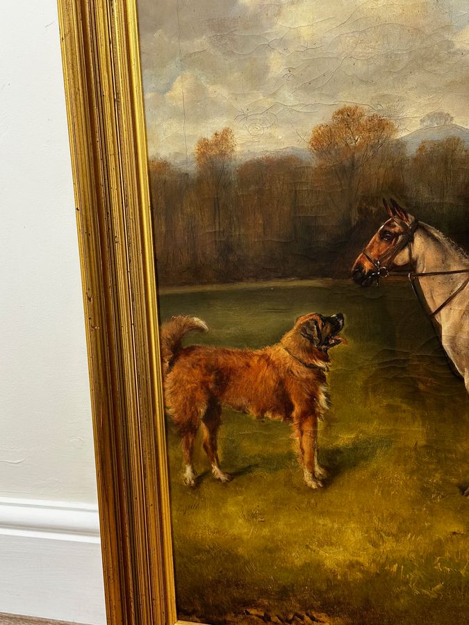 Antique  Oil Painting  Fry's Chocolate Owner Boy Francis James Fry Aged 5 Riding Pony & Attendant Dog By John Alfred Wheeler