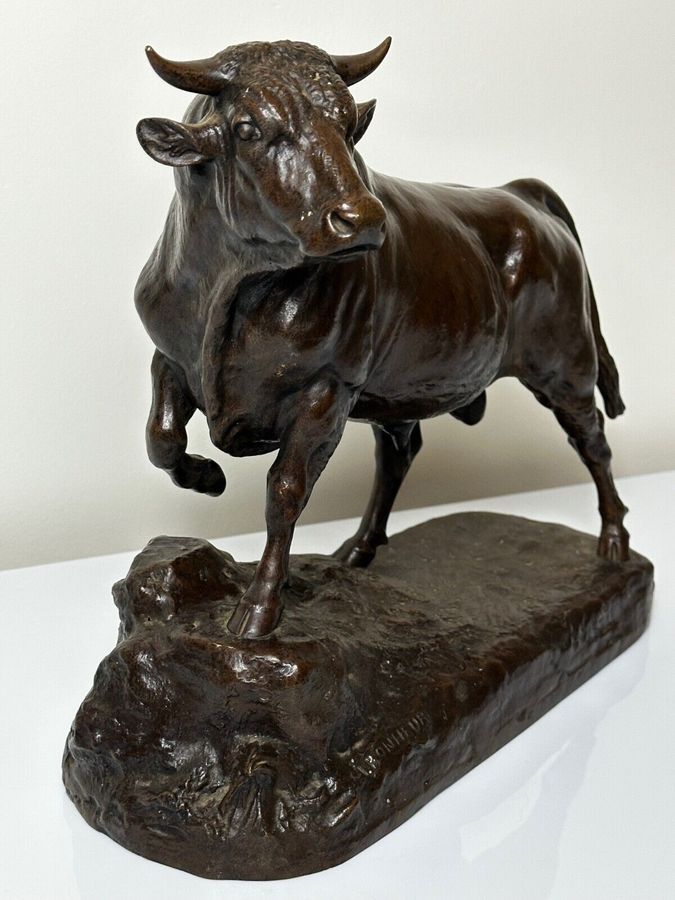 Antique 19th Century Bronze Sculpture Prized Bull by Isidore Jules Bonheur