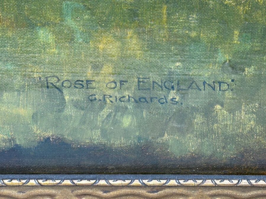 Antique Oil Painting Jockey Sir Gordon Richards On Race Horse Rose of England Newmarket C1930