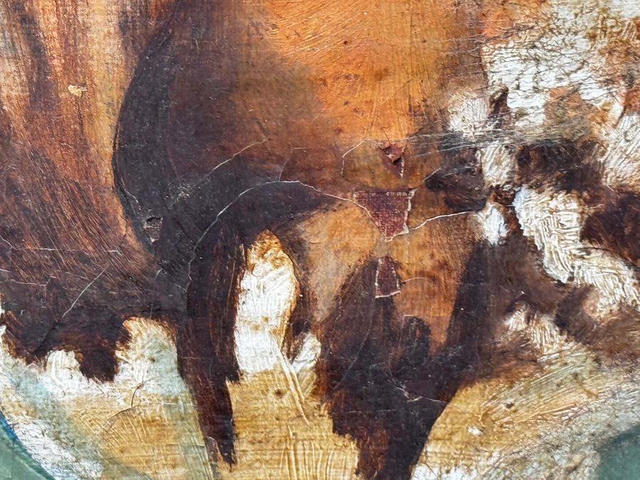 Antique TraditionalVictorian Animal Painting Prized Shorthorn Bull 