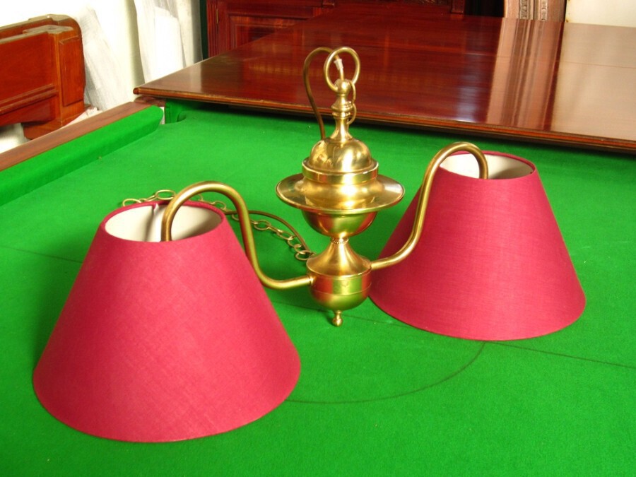 Brass billiard table light for small billiard snooker pool table