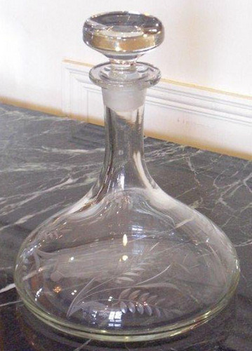 Etched Glass Ship''s Decanter 4120A