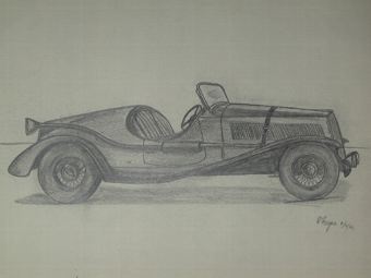 An orignal unframed drawing by Van Fryer racing scene professionally mounted inscribed The Ballil...