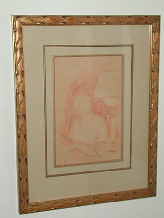 Georges D'Espagnat French 1870-1950 Girl reading under a lamp (sanguine)