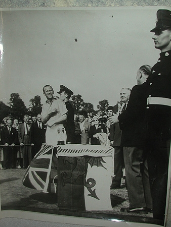 An original photograph of the HRH Prince Philip at the Empire Games 1958 signed on the reverse wi...