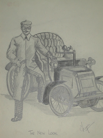 An original racing drawing by artist Van Fryer unframed professionally mounted and inscribed The ...