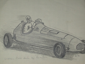 An original drawing by racing artist Van Fryer un framed professionally mounted and inscribed 1,1...