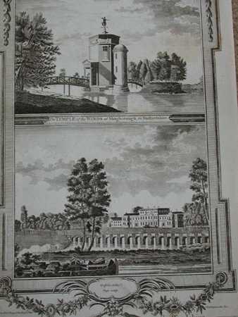 View of Shugborough The late seat of Lord Anson Hand engraved the temple of the winds published b...